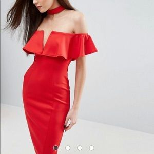 Valentines Day ❤️Off-shoulder Red Dress from ASOS